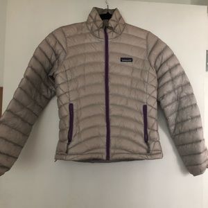 Women’s Patagonia Silver/Purple Puffy Coat